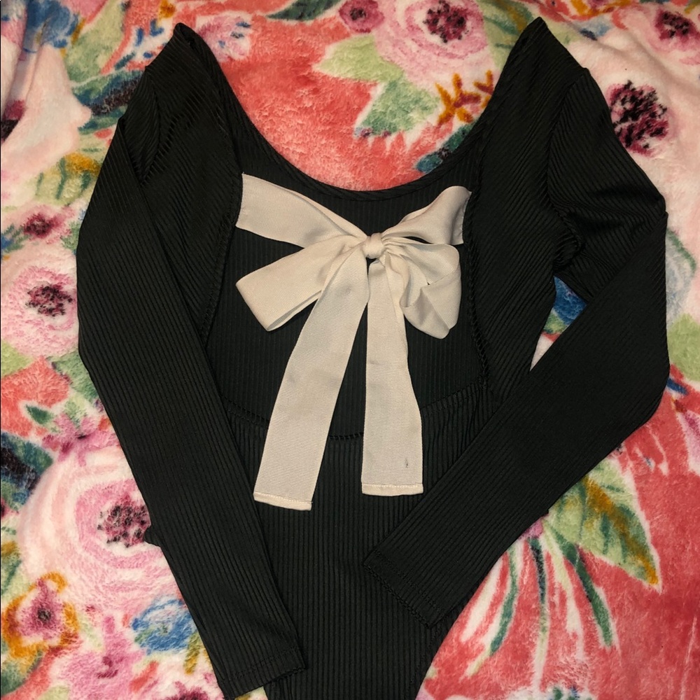 TopShop Olive Bow Back Body Suit